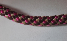 Looplijn nylon rose/bruin 2 meter x 8 mm plat