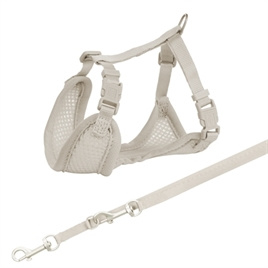 Trixie junior soft tuigje met riem grijs 26-34 cm