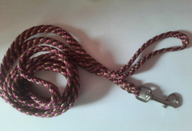 Looplijn nylon rose/bruin 2 meter x 8 mm plat