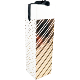 Flesdoos, Dots & Stripes, karton, 9.5x9.5x33cm, zwart/goud