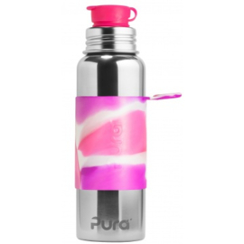 Pura Sportfles + Sleeve pinkswirl 0,85L