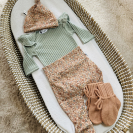Romper ruffle rib - dusty green