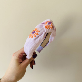 Knoop Haarband - Bloemen Lila