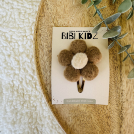 Haarspeldje - Grote bloem bruin