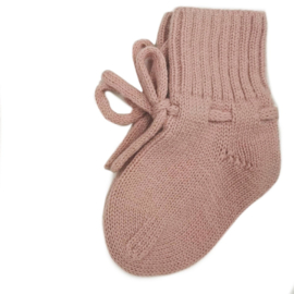 Merino wol booties pink