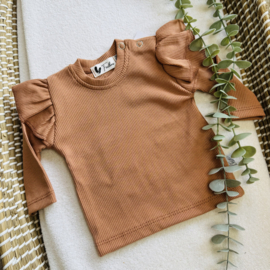 Shirtje rib - Jersey peach Ruffle