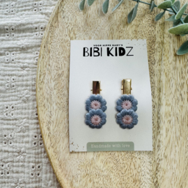 Haarspeld - Bloemen Blauw/Roze
