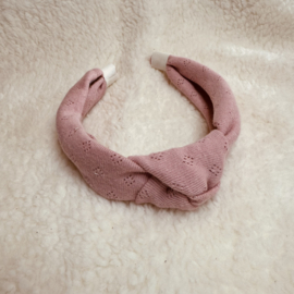 Knoop haarband - Roze Pointelle