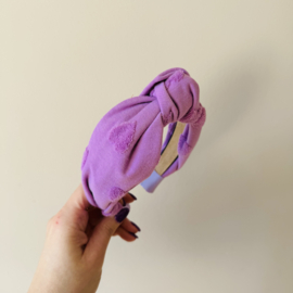 Knoop Haarband - Hartjes Paars