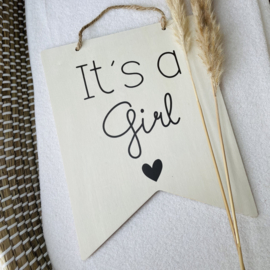 Houten vlag - It's a girl