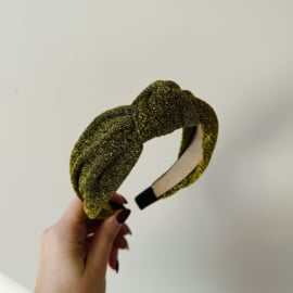 Knoop Haarband Glitter Donker goud