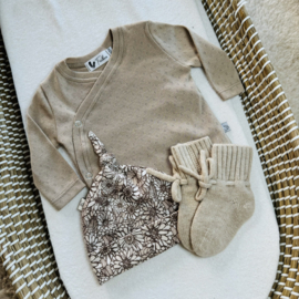 Overslagshirtje  pointelle - Dark beige
