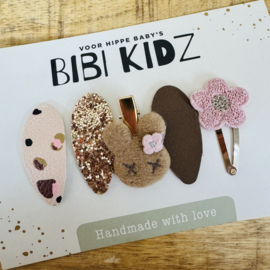 Setje 12 Bibi Haarspeldjes bloem