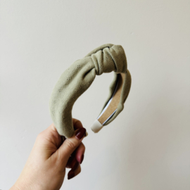 Knoop haarband - Oud Groen pointelle