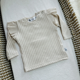 Shirtje ruffle rib - natural beige