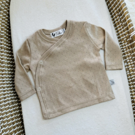 Overslagshirtje  pointelle - Dark beige