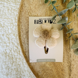 Haarspeldje - Grote bloem beige