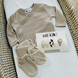 Overslagshirtje  pointelle - Dark beige