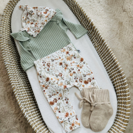 Romper ruffle rib - dusty green