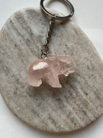 Rozenkwarts olifant sleutelhanger