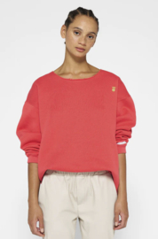 10Days raw edge statement sweater coral red