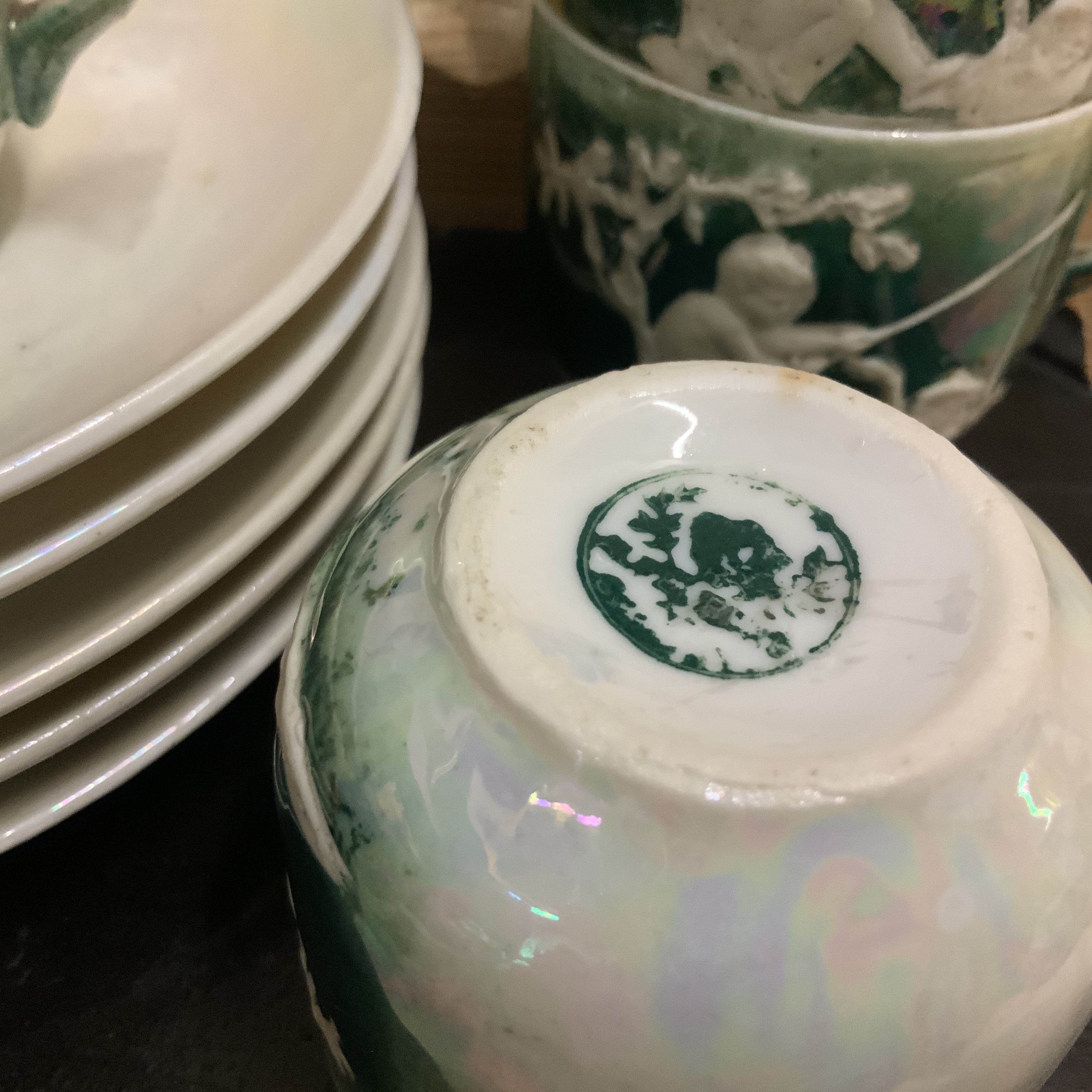 Set van 5 antieke kop en schoteltjes