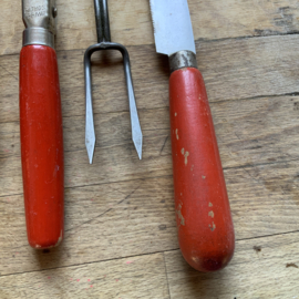 Nostalgische keukenset met rode handvaten