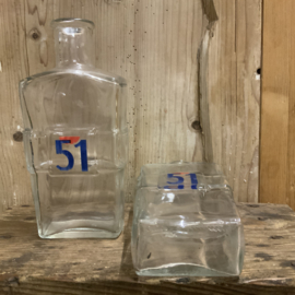 Glazen, vintage PASTIS 51 fles