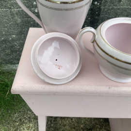 Roze roomsetje. Melkkan en suikerpot
