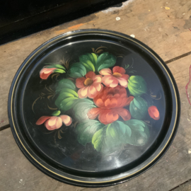 Handbeschilderd, metalen dienblad