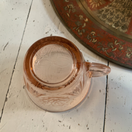 Set van 6 kleine mokjes / kopjes van roze persglas