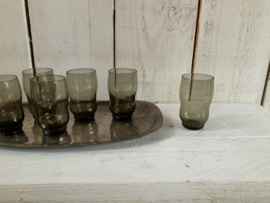 Set borrelglaasjes van rookglas