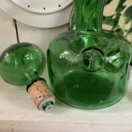 Vintage Empoli stopfles van groen glas