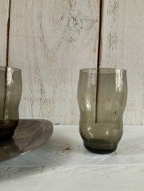 Set borrelglaasjes van rookglas
