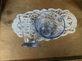 Geslepen  blauwe glaasjes ( set van 2)