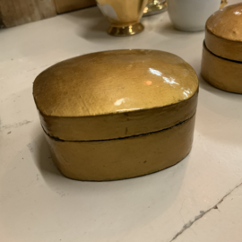 Set van 2 goudkleurige doosjes van papier-maché