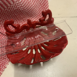 Rood emaille zeepbakje