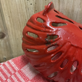 Rood emaille zeepbakje