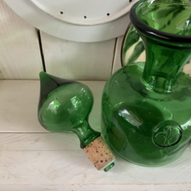 Vintage Empoli stopfles van groen glas