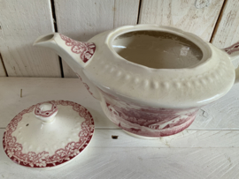 Theepot “ boerenhoeve” decor rood