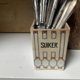 Oude verweerde pot “SUIKER”