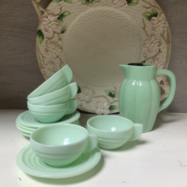 ARCOPAL, kop en schotel, opaline, zachtgroen