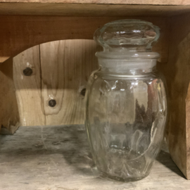 Klein oud voorraadpotje van glas