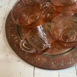 Set van 6 kleine mokjes / kopjes van roze persglas