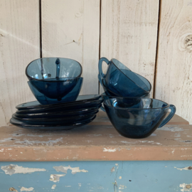 VERECO FRANCE koffiekopjes van blauw glas
