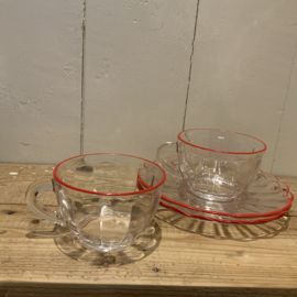 Set van 2 DURALEX thee- of punch kop en schotels