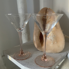 cocktailglas op roze voet (set van 2)