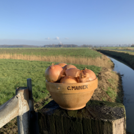 Aardewerk schaal met opschrift