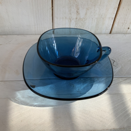 VERECO FRANCE koffiekopjes van blauw glas