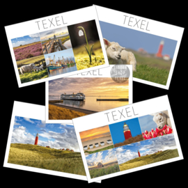 Set van 5 Texel ansichtkaarten.